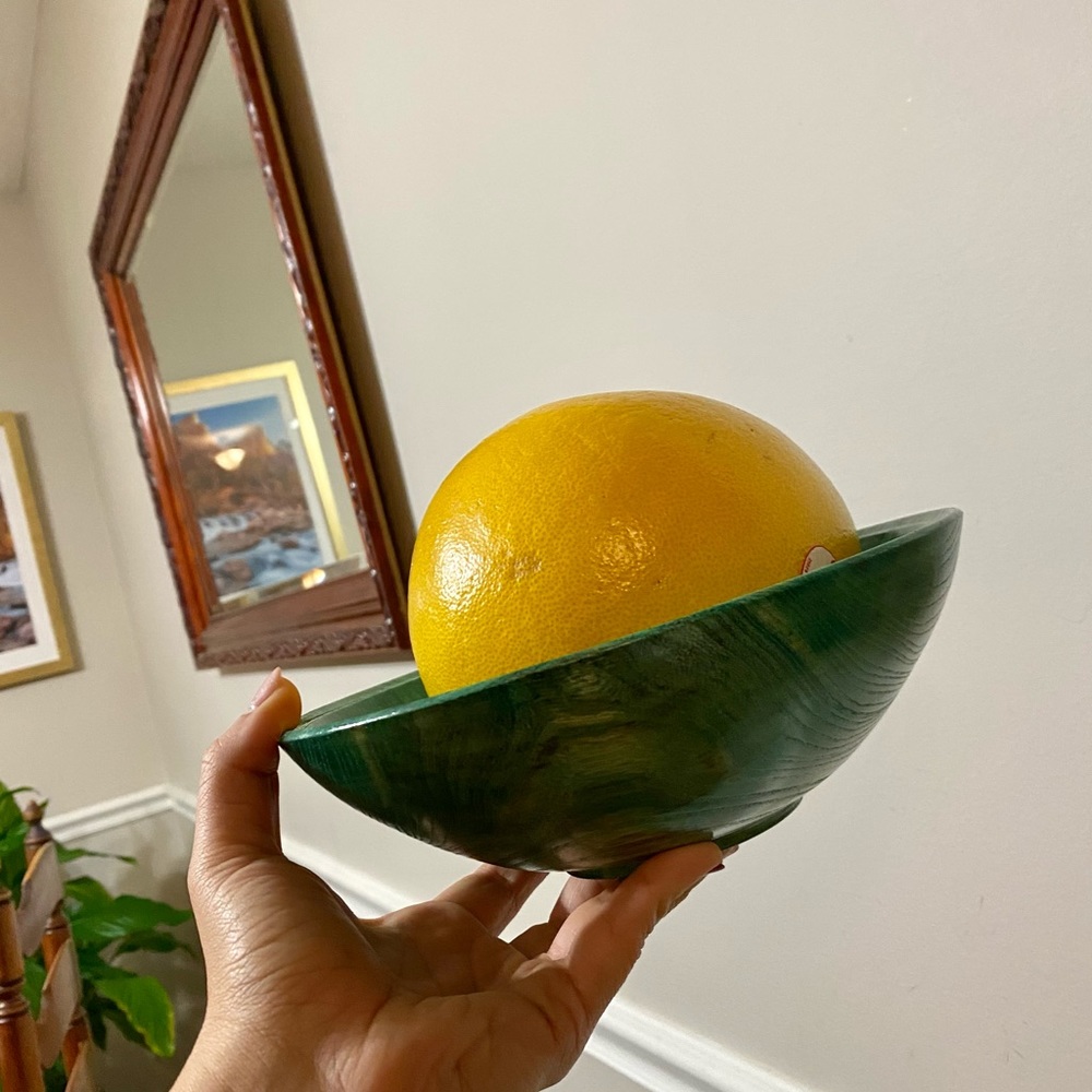 Green wooden bowl